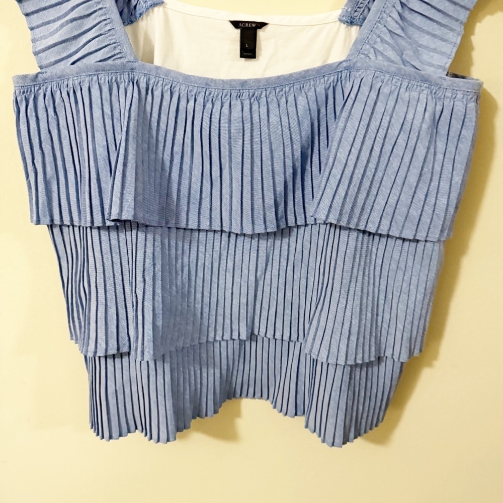 J Crew Womens Blue Sleeveless Tank Shirt Size Large Summer Beach Vacation - Picture 3 of 5